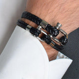 Nautical Leder-Armband | Schwarz