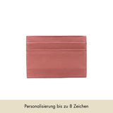 Kartenetui für Frauen aus Leder in rosa mit Initialen - Misty Rose | MERSOR