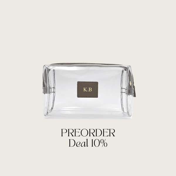 Kosmetiktasche genarbtes Leder | Warm Earth & Gold – Vorbestellung